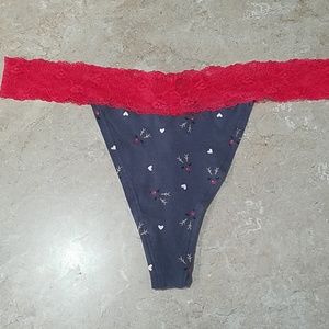 NWOT Make + Model Red & Gray Cotton Thong Panty